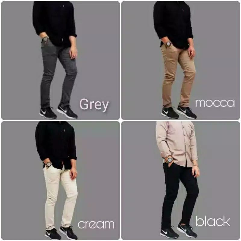 CELANA CHINO Panjang pria Slimfit KERJAHARIAN Santai Casual Formal Hitam