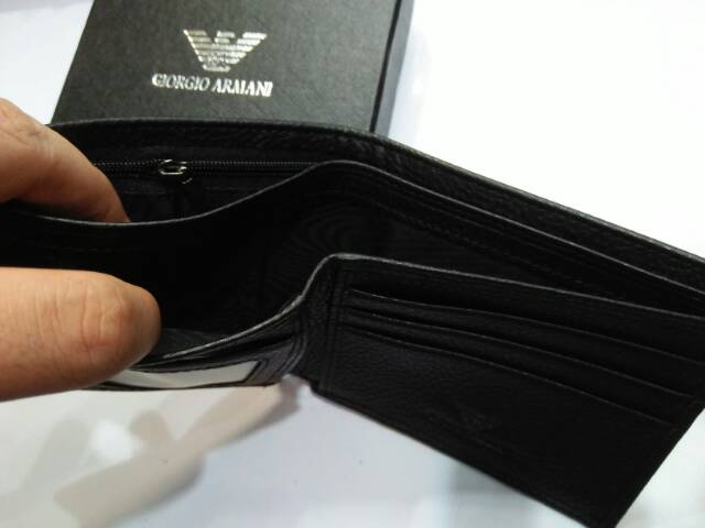 Dompet logo besi kulit asli import lipat pendek