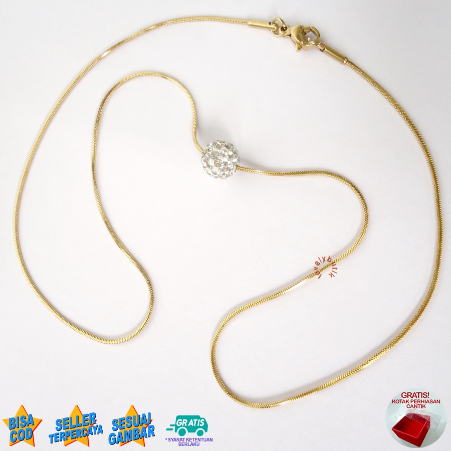 Lovelybutik Kalung Titanium Anti Karat Lulv Kalung Wanita Titanium Model Terbaru Cw Bonus Kotak Perhiasan