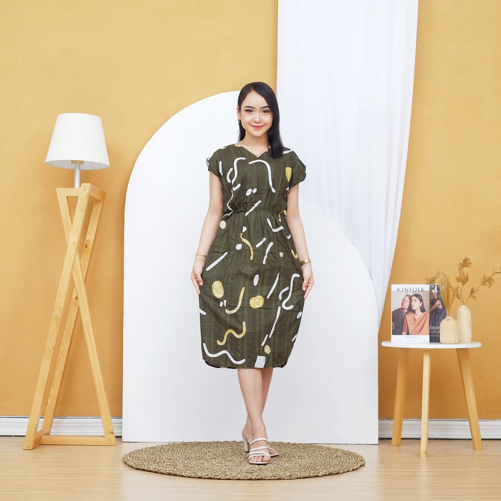 Daster Manohara Non Busui Motif Kekinian-Mano Olive
