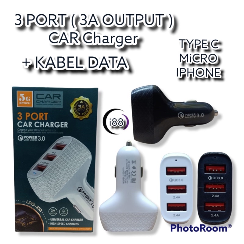 car charger 3 port usb qualcom 3A 5G quick charger car 3 port usb