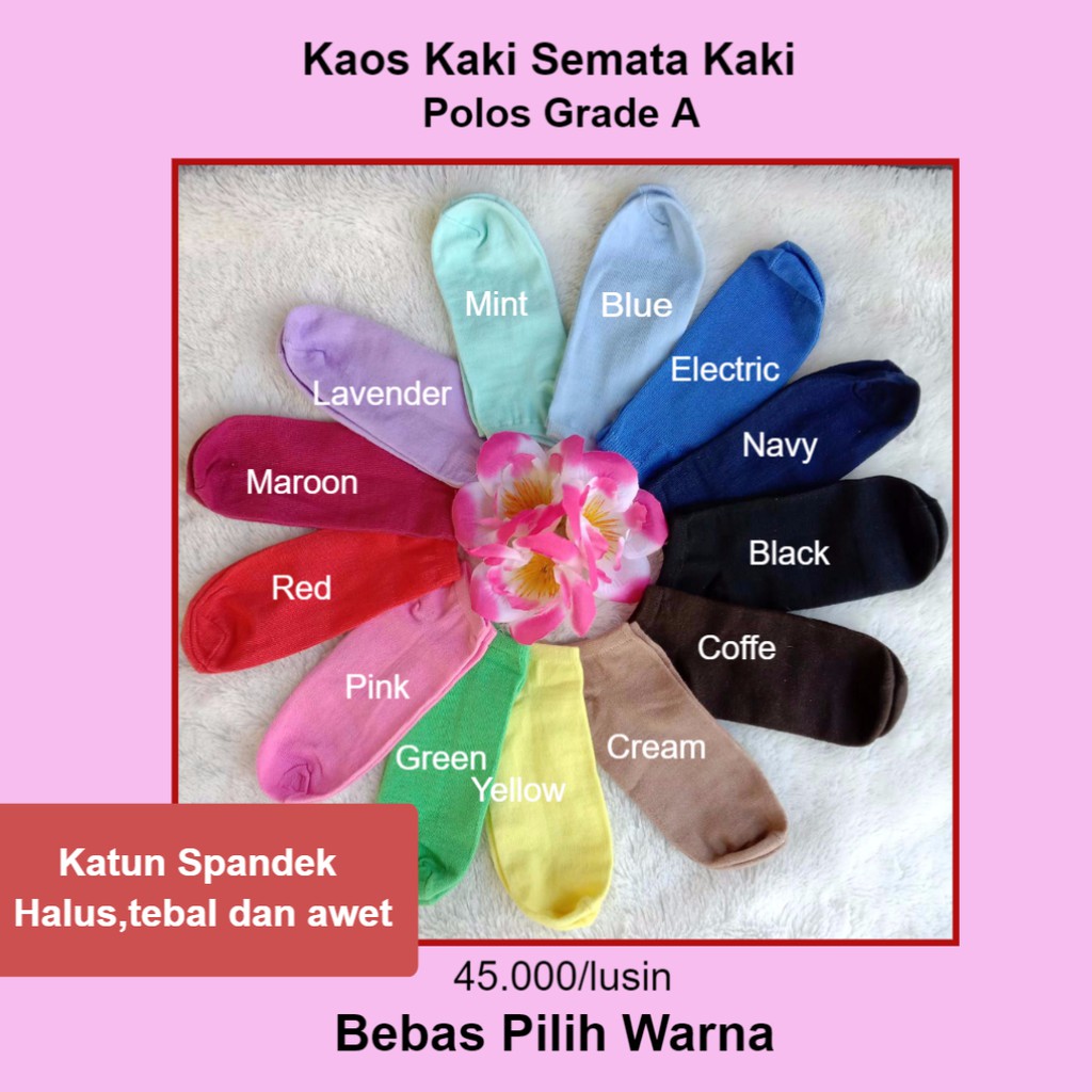 Kaos Kaki Polos Pendek Wanita Mata Kaki Katun Spandek  