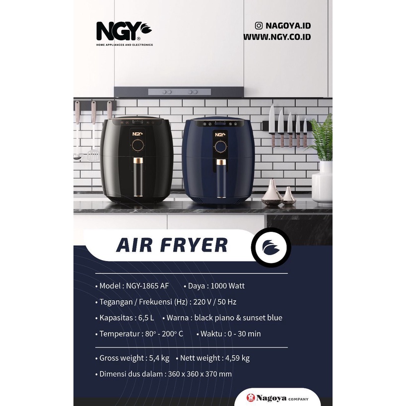 NGY Airfryer XL 6.5 Liter / Penggoreng Tanpa Minyak | NGY1865AF NAGOYA