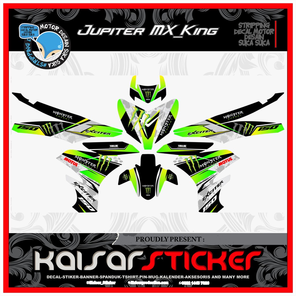 Decal Sticker Motor full body Stiker Yamaha Mx King 150 Design HIJAU STREP