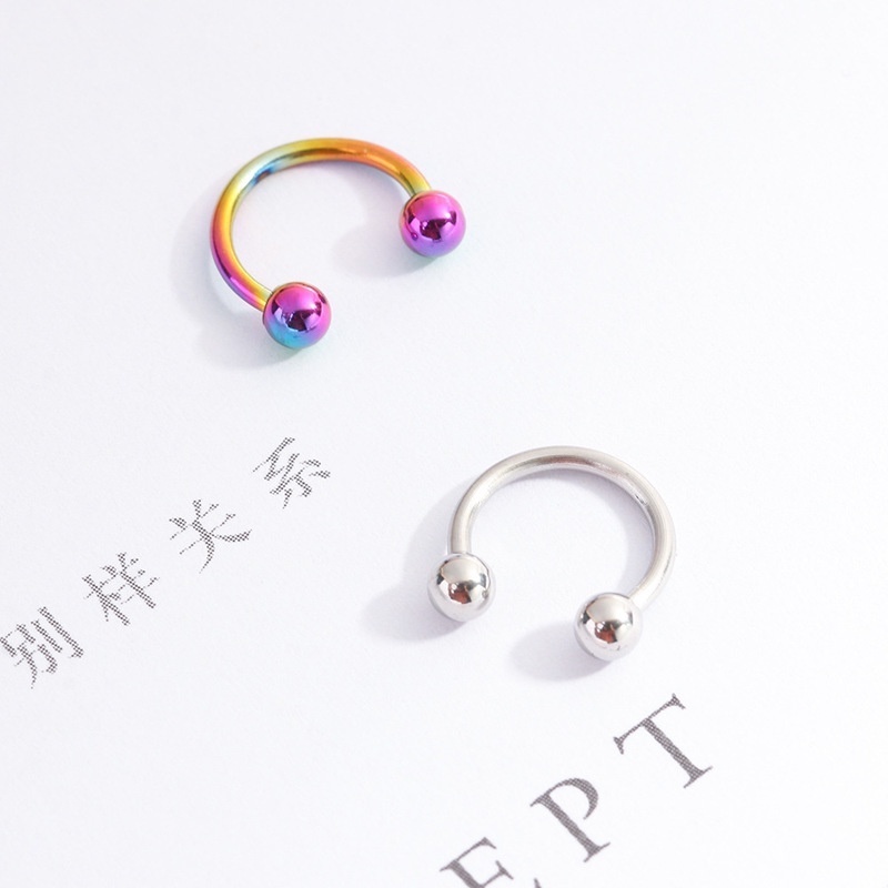 1 Pc Cincin Hidung Bentuk C Bahan Stainless Steel Ukuran 6 / 8 / 10mm Untuk Unisex