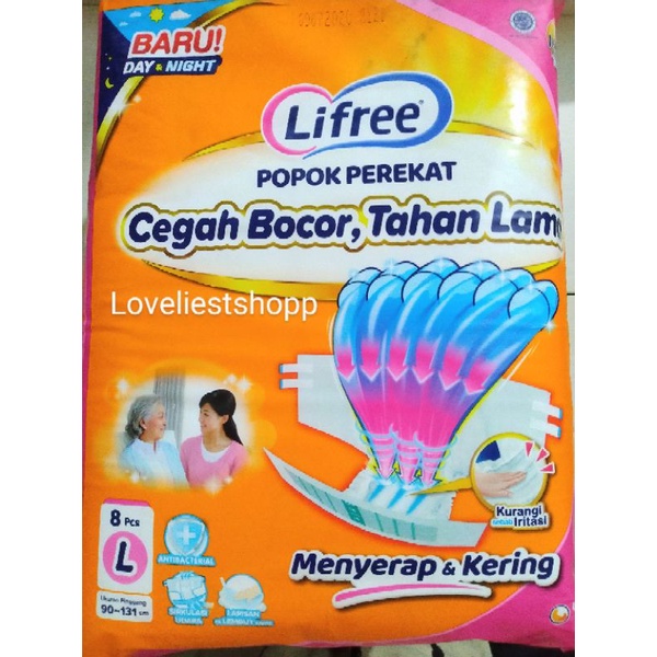 Popok dewasa perekat pampers dewasa lifree adult diapers pamper L8 unicharm