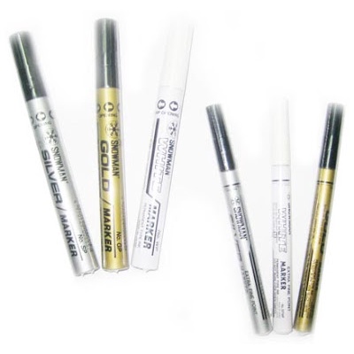 

Spidol Gold,silver,white paint snowman