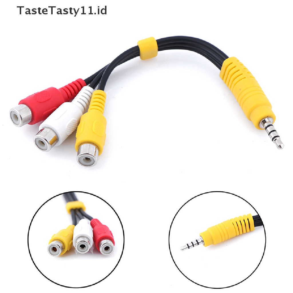 1pc Kabel Adapter Audio Video Av Mini Aux 3.5mm Male Ke 3 Rca