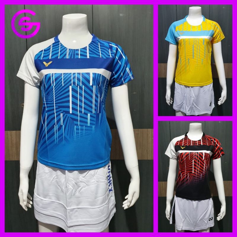 Murah (PRE ORDER) ✨READY || G'SPORT✨Baju Kaos Olahraga Badminton Ladies Motif Victor 3042B Murah FRE