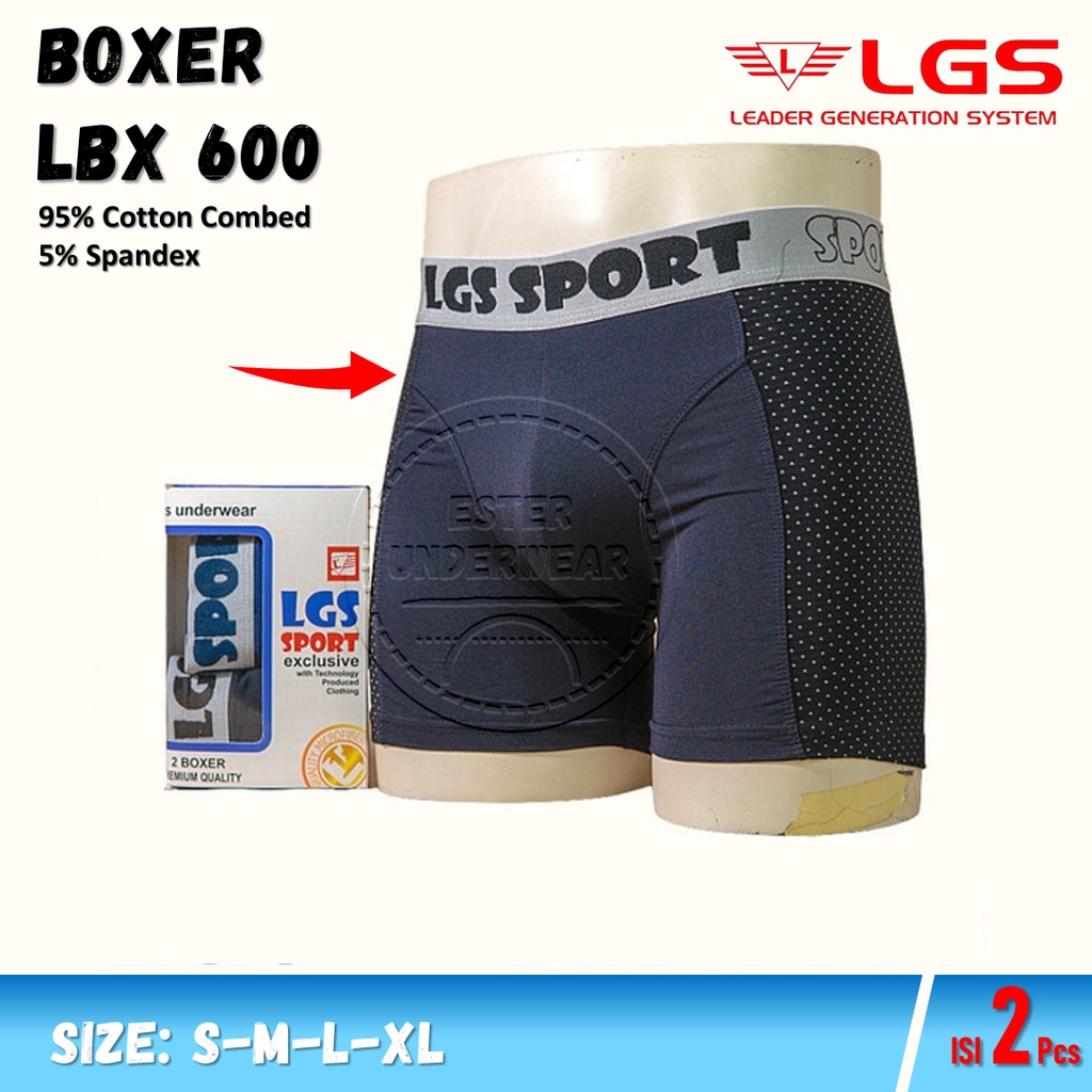 Celana Boxer Pria LGS  600 ISI 2Pcs |Celan Boxer LGS SPORT