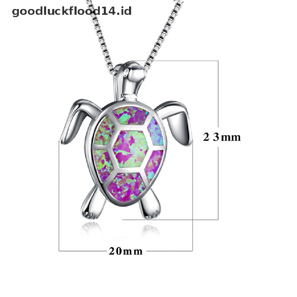 [OOID] Cute Fire Opal Sea Turtle Pendant Choker Chain Necklace Women Jewelry Gift ID