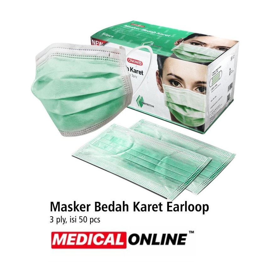  MASKER  KARET  ONEMED 3 PLY ISI 50 MASKER  EARLOOP DOKTER 