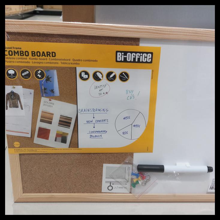 

Papan Kombinasi 60X45 /Cork Pin Board Papan Tulis Kayu