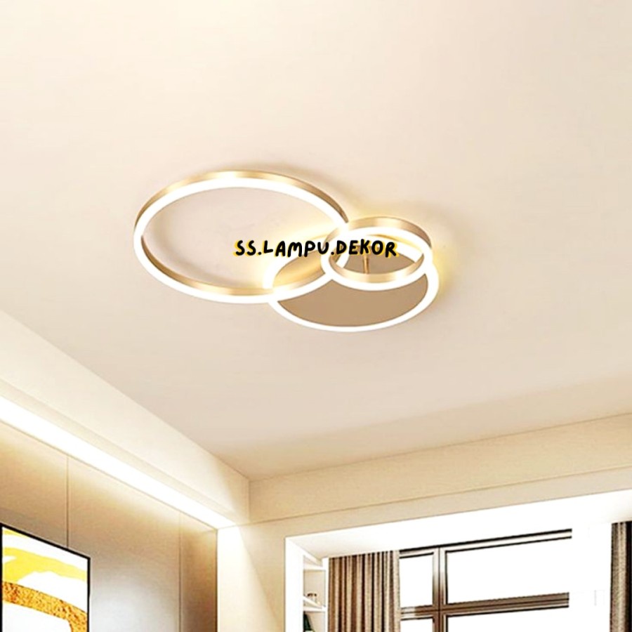 LAMPU PLAFON MINIMALIS LED RING GOLD 3 CINCIN CEILING LAMP