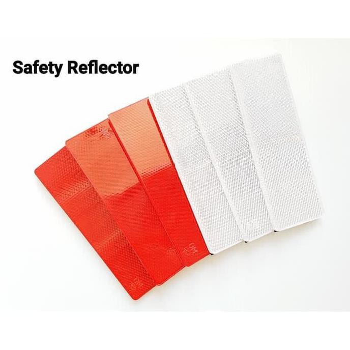 Stiker Plat Reflector Reflektor Lampu Mata Kucing Motor Mobil Sepeda - Merah
