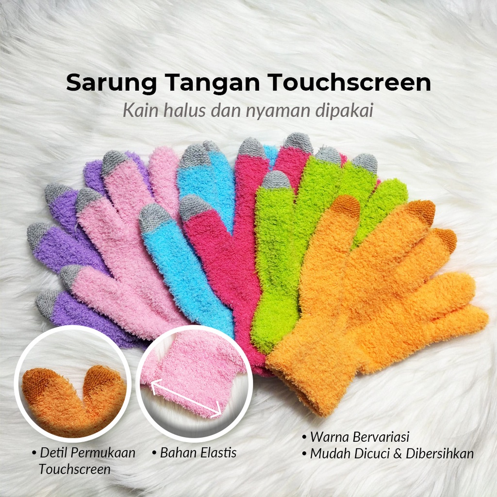 Sarung Tangan Touch Screen HP Wanita Motor Bulu Woll Rajut, Cewek Perempuan Wol Warna Warni Wool FG 775 805-15 805-64 805-10  805-4A 805-62