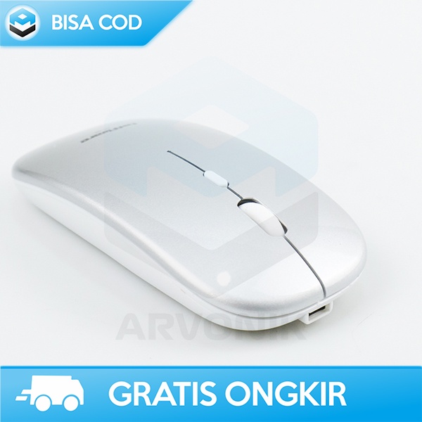 WIRELESS MOUSE 2.4G TAFFWARE DESAIN ELEGAN METALIC USB RECHARGEABLE