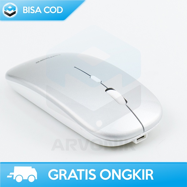 WIRELESS MOUSE 2.4G TAFFWARE DESAIN ELEGAN METALIC USB RECHARGEABLE