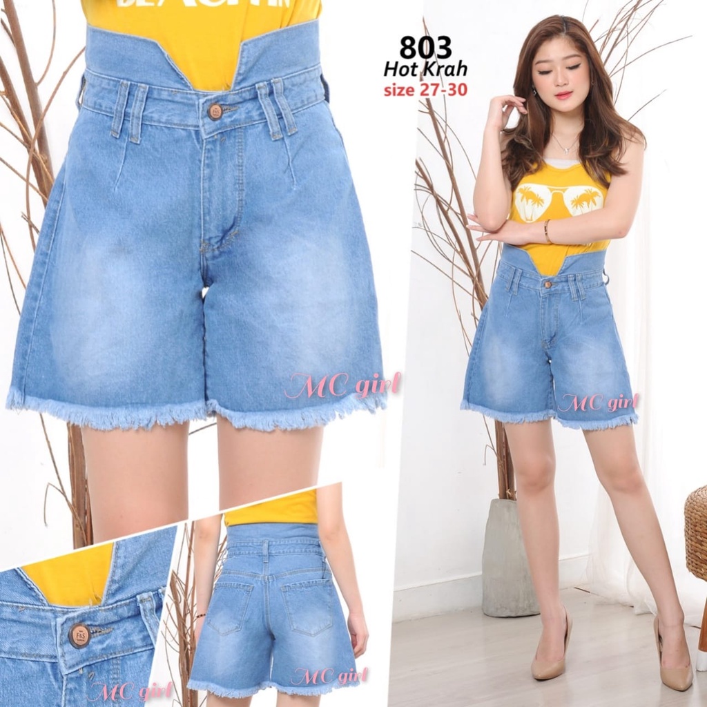 ( Bisa COD )  MC girl - Hotpants Highwaist / Hot Pants Wanita Jeans / Hotpant Pinggang Tinggi