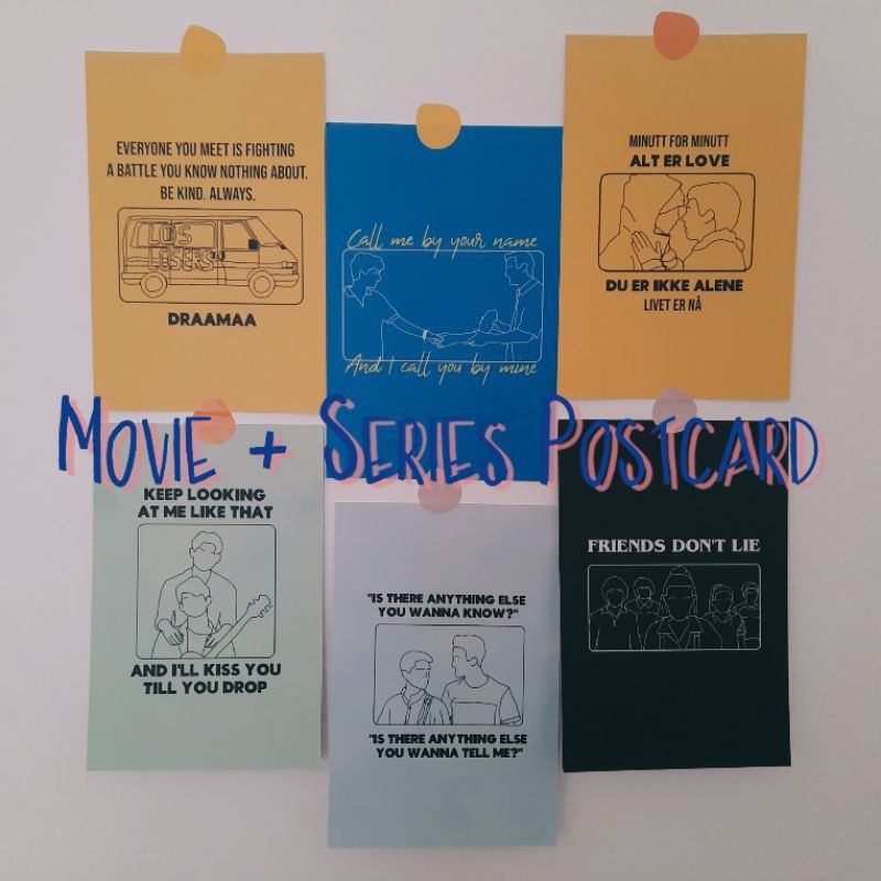 Movie + Series Postcard Artprint (SKAM, CMBYN, Stranger Things, 2gether, BITWC, Jongens, Andi Mack)