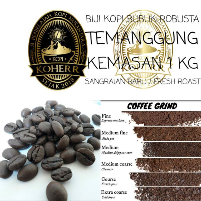 

Biji Kopi Bubuk Robusta Temanggung Jawa Tengah 1kg 1 kg HARUM PREMIUM - KOHERR