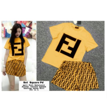 ms COD SET SQUARE FENDI BABYTERY / SETELAN CELANA PENDEK / 2IN1