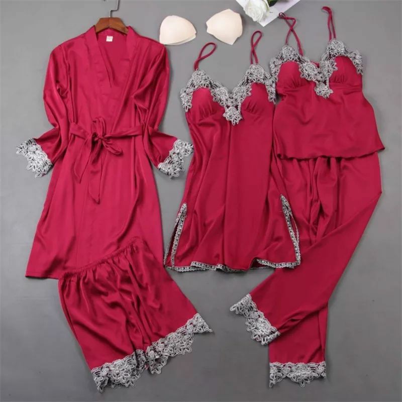sk20 SET KIMONO LINGERIE SATIN DRESS 5 IN 1 PREMIUM HIGH QUALLITY IMPORT
