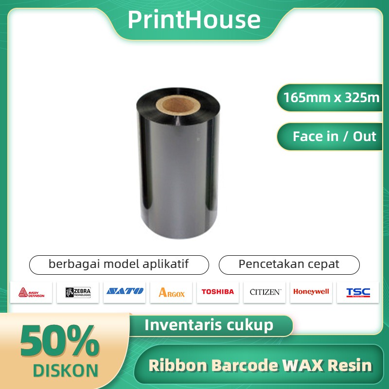 

Ribbon Wax Resin 165MM x 325 RIBBON BARCODE WAX RESIN / TRANSFER RIBBON /Ribbon wax resin