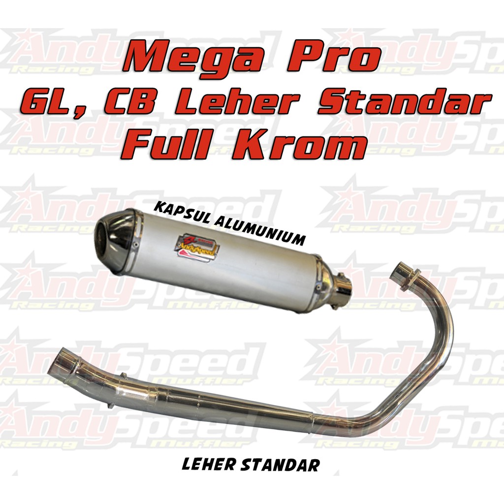 Knalpot MEGAPRO GL CB LEHER STANDAR KROM SILINCER KAPSUL merk andy speed