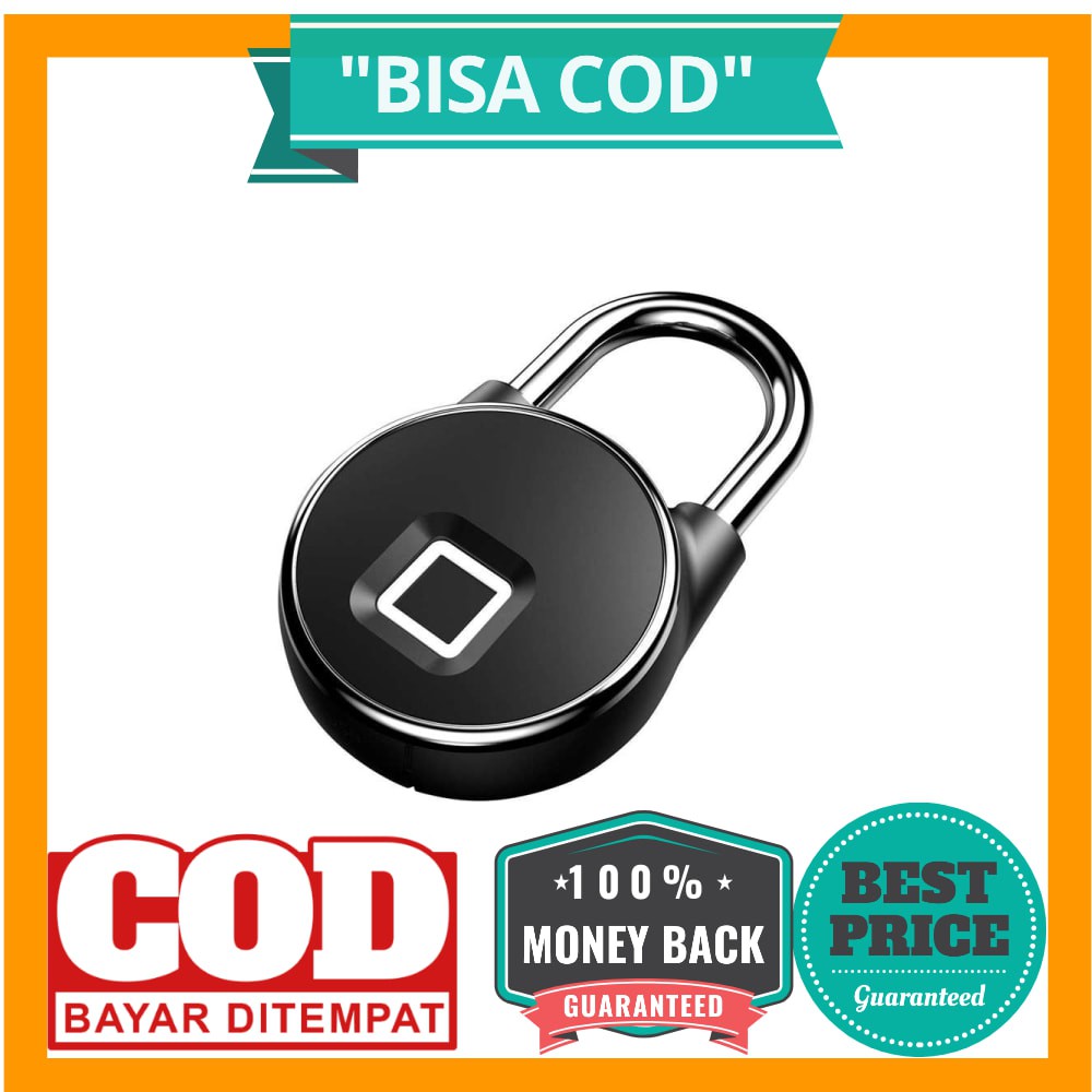 Gembok Koper Rumah Smart Fingerprint Padlock - P22 - Black