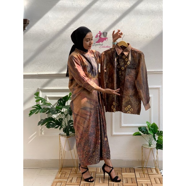 GAMIS KAFTAN BATIK COUPLE BAHAN SUTRA (ready 8 warna)