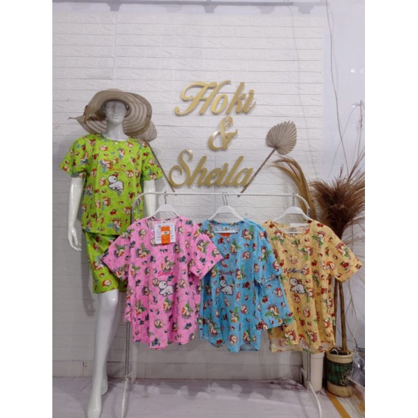 Baju Tidur HOKI &amp; SHEILA Katun wanita celana 3/4 (tree bear)