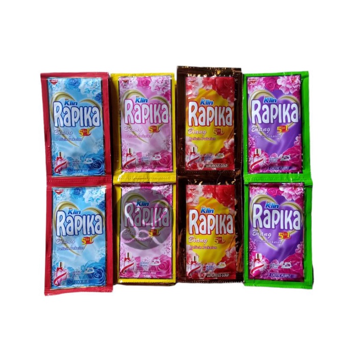 Rapika Pelicin Pakaian Renceng Isi 12pc Sachet / Rapika Biang 5 in 1 8ml Pelicin Pakaian