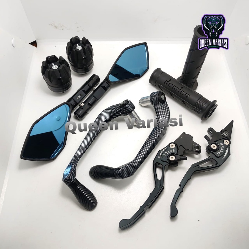 Paket 5in1 Spion Motor Tomok V2 Proguard Sabit Handgrip Domino Handle Rem Setelan Full CNC Jalu As Roda Depan Motor-1