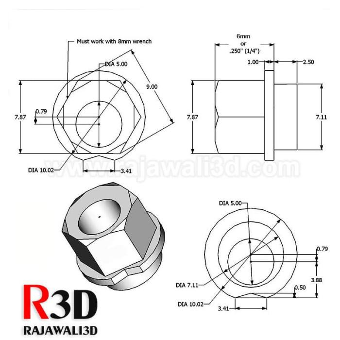 Openbuilds Excentric Spacer Eccentric 8x6mm 8HEX x 8.5 M5
