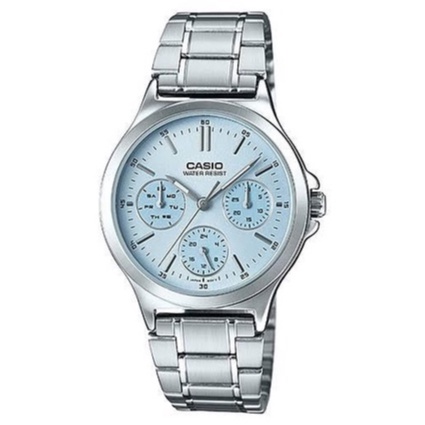 JAM TANGAN RANTAI PRIA / WANITA  CASIO MTP V300D ANALOG QUARTZ GROSIR IMPORT STAINLESS STEEL CS014-4