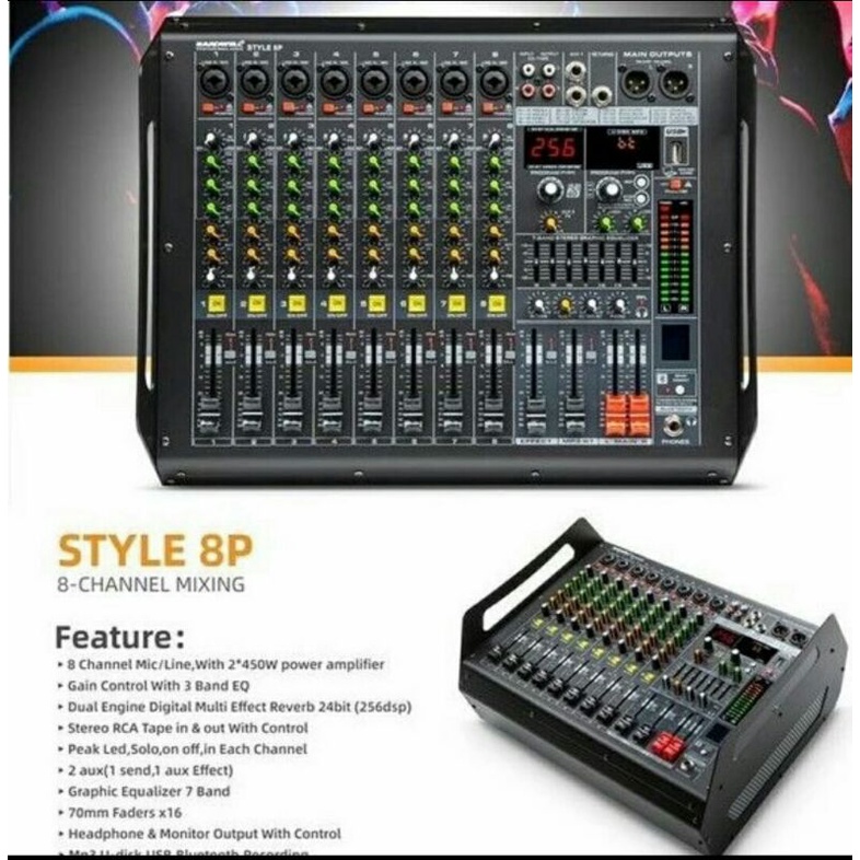 Power Mixer 8 Channel Hardwell Style-8P Original -- Power Mixer Recording