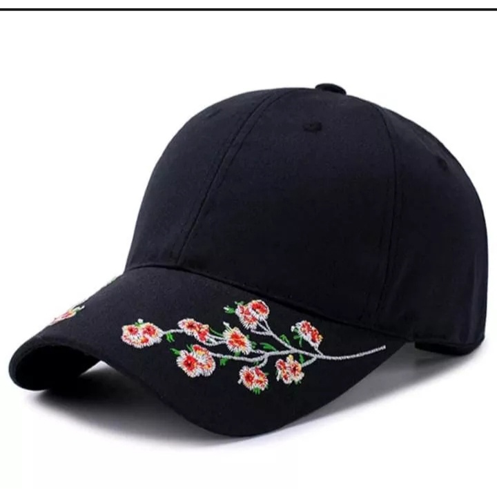 Lagi Trendy Topi Baseball Cap Bordir Bunga Baseball Wanita Dewasa Ori Flower Bunga Rambat Model Terbaru Sporty Golf Senam Yoga Keren