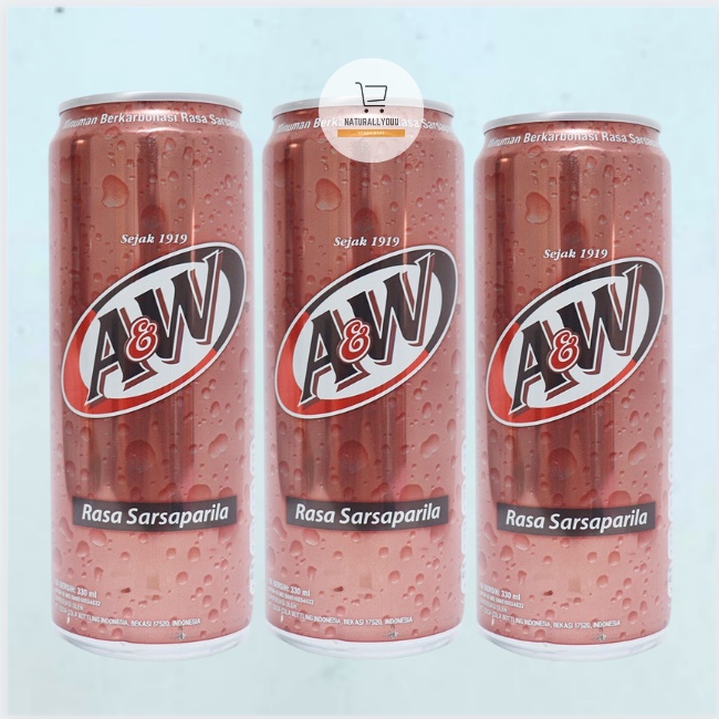 [1ctn] A&amp;W Sarsaparila Root Beer / AW Rootbeer 250ml AW Kaleng Slim