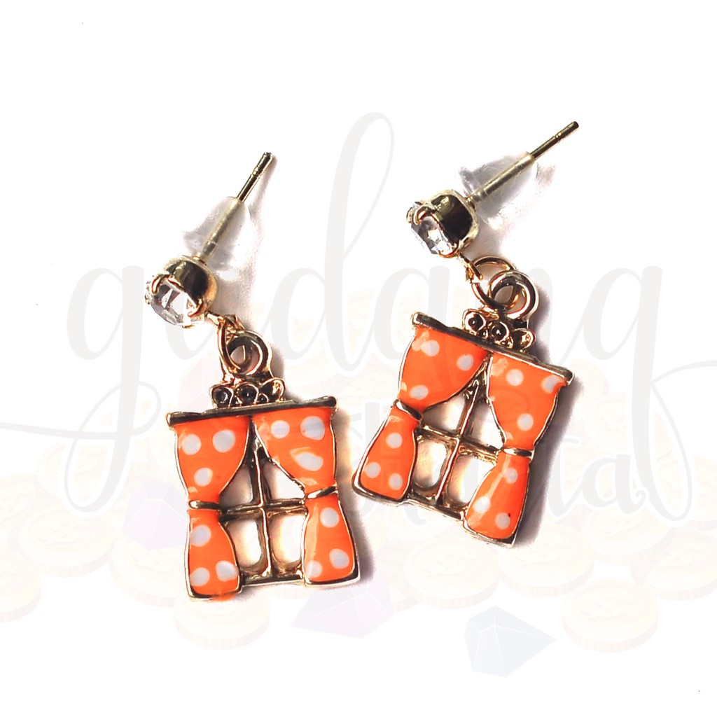 Anting Stud Window with Curtain Jendela Lucu Unik GH 203531