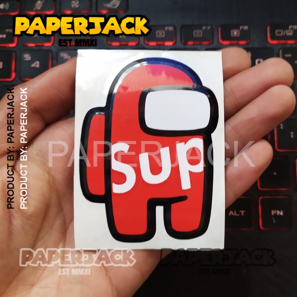 AMONG US SUPREME STICKER CUTTING AKSESORIES MOBIL IMPORT STICKER SATUAN