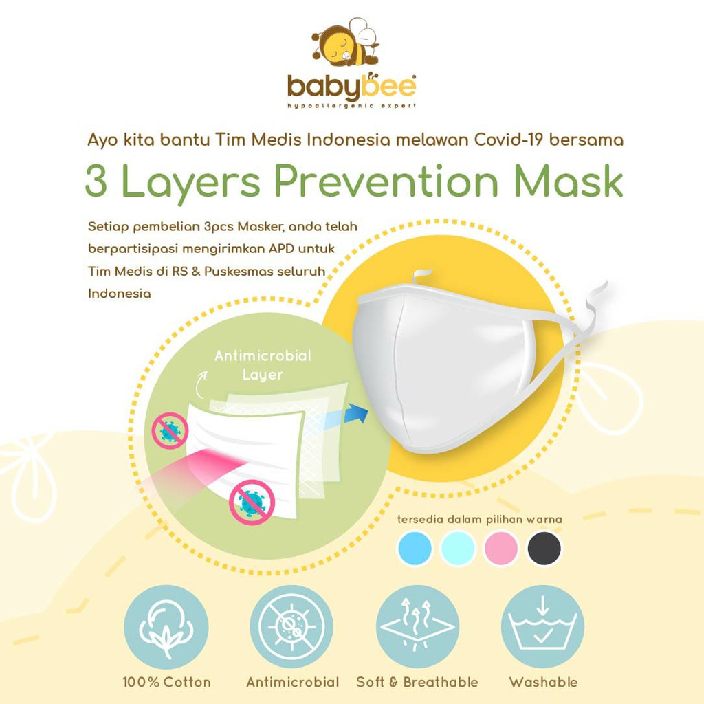 Baby Bee 3 Layers Masker Kain Dewasa