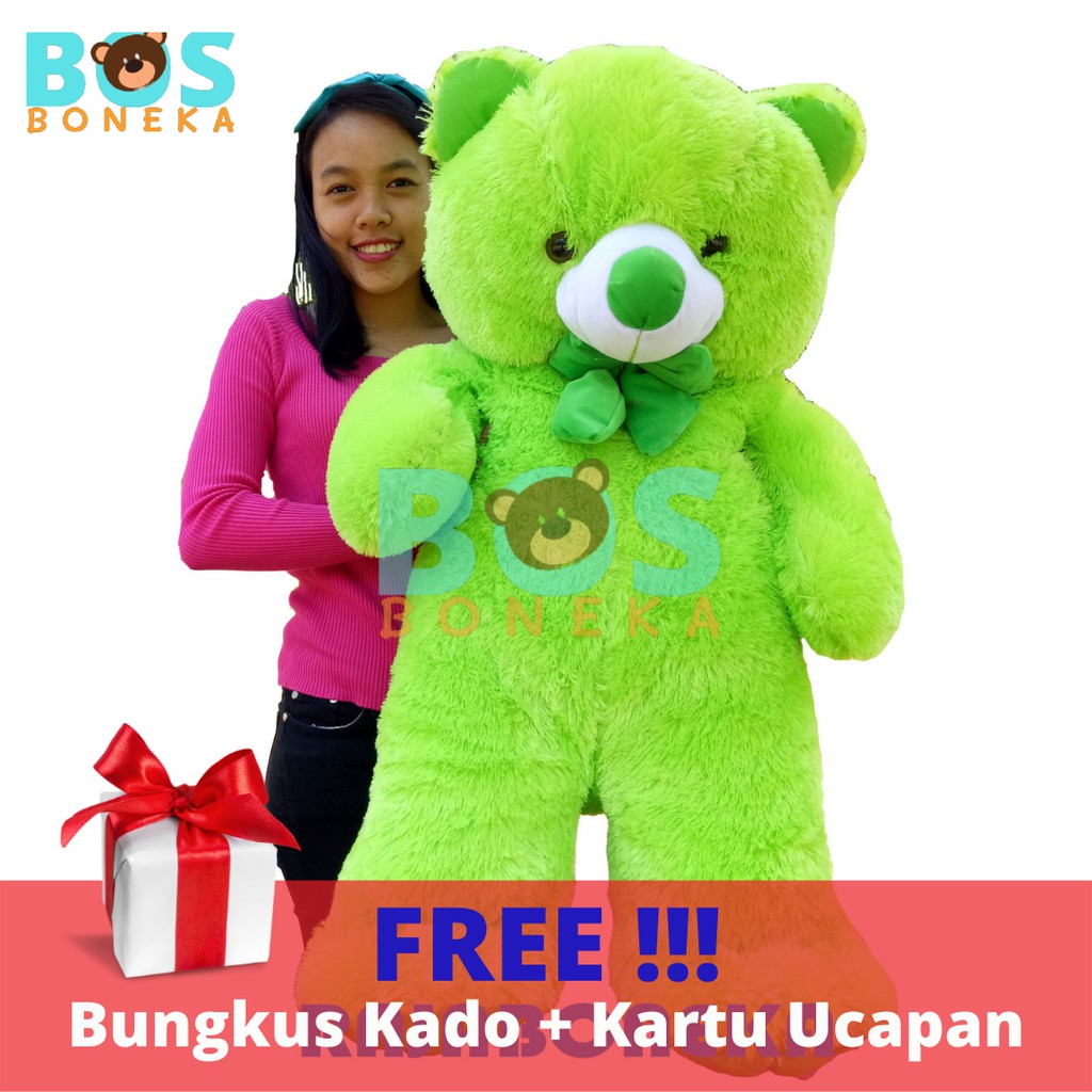Boneka Beruang Teddy Bear Jumbo 1 Meter Giant Panda Hijau Bahan Halus Lembut Gratis Bungkus  Kado