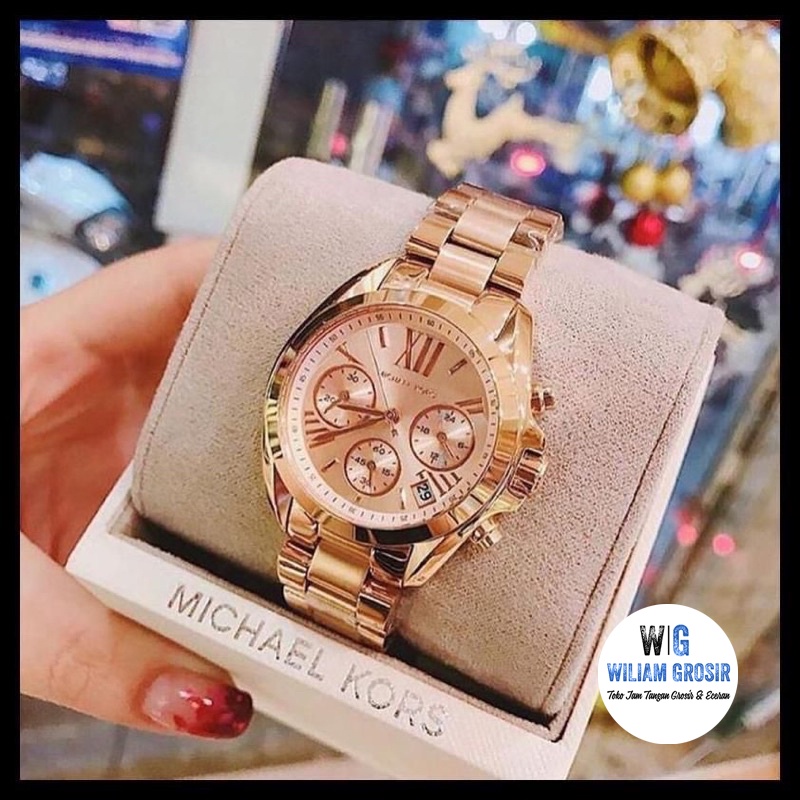 JAM TANGAN WANITA MK MICHAEL KORS RANTAI STAINLESS CHRONO OFF DIAMETER 3,8 CM | JAM TANGAN FASHION CEWEK MURAH