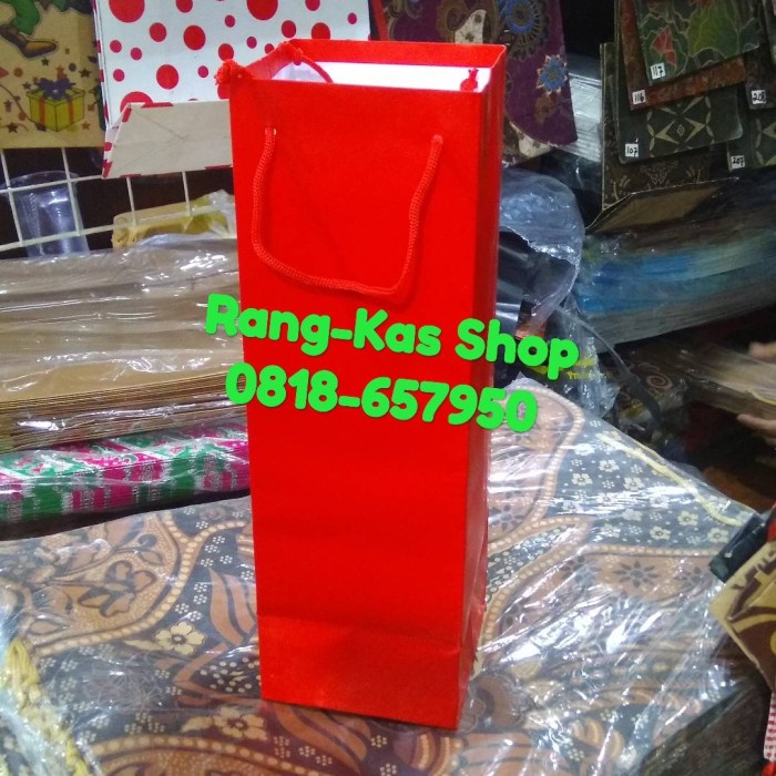 

✨ BISA COD ✨ Paper bag Botol Wine / Madu Ivory - Merah