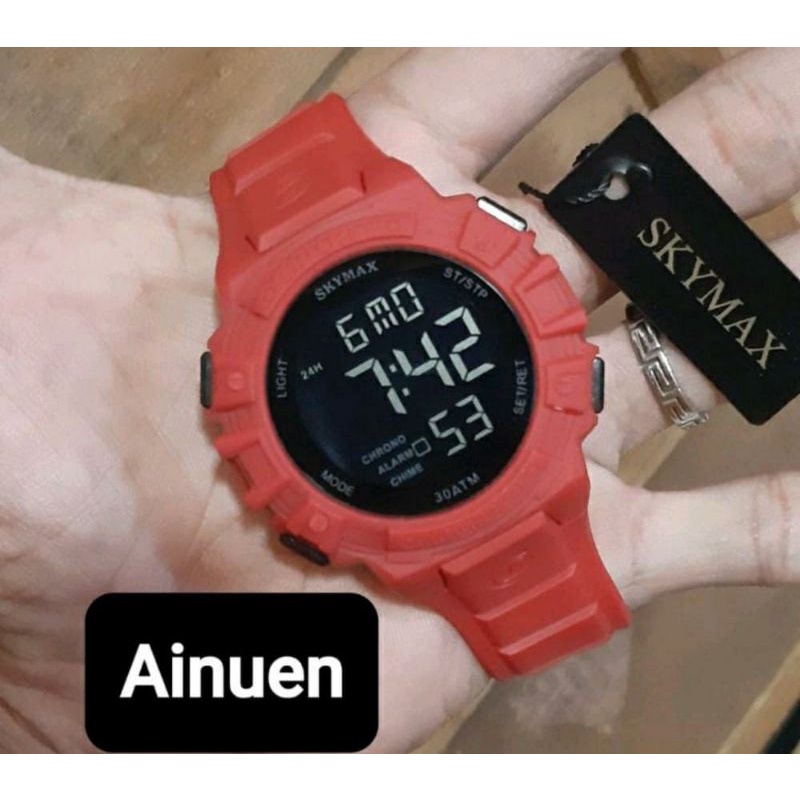 Jam Netizen Jam Tangan Skymax Jam Tangan Pria Tahan Air Menyelam Jam Tangan Couple Sepasang Free Baterai Box Analog Baterai Jam Tangan Waterproof-Bulat merah baru