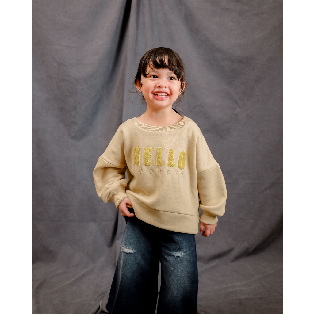 HELLO SWEATER | Sweater Anak Unisex | Atasan Anak | Jacket Anak | Sweater Fleece Anak | Sweater Anak Oversized