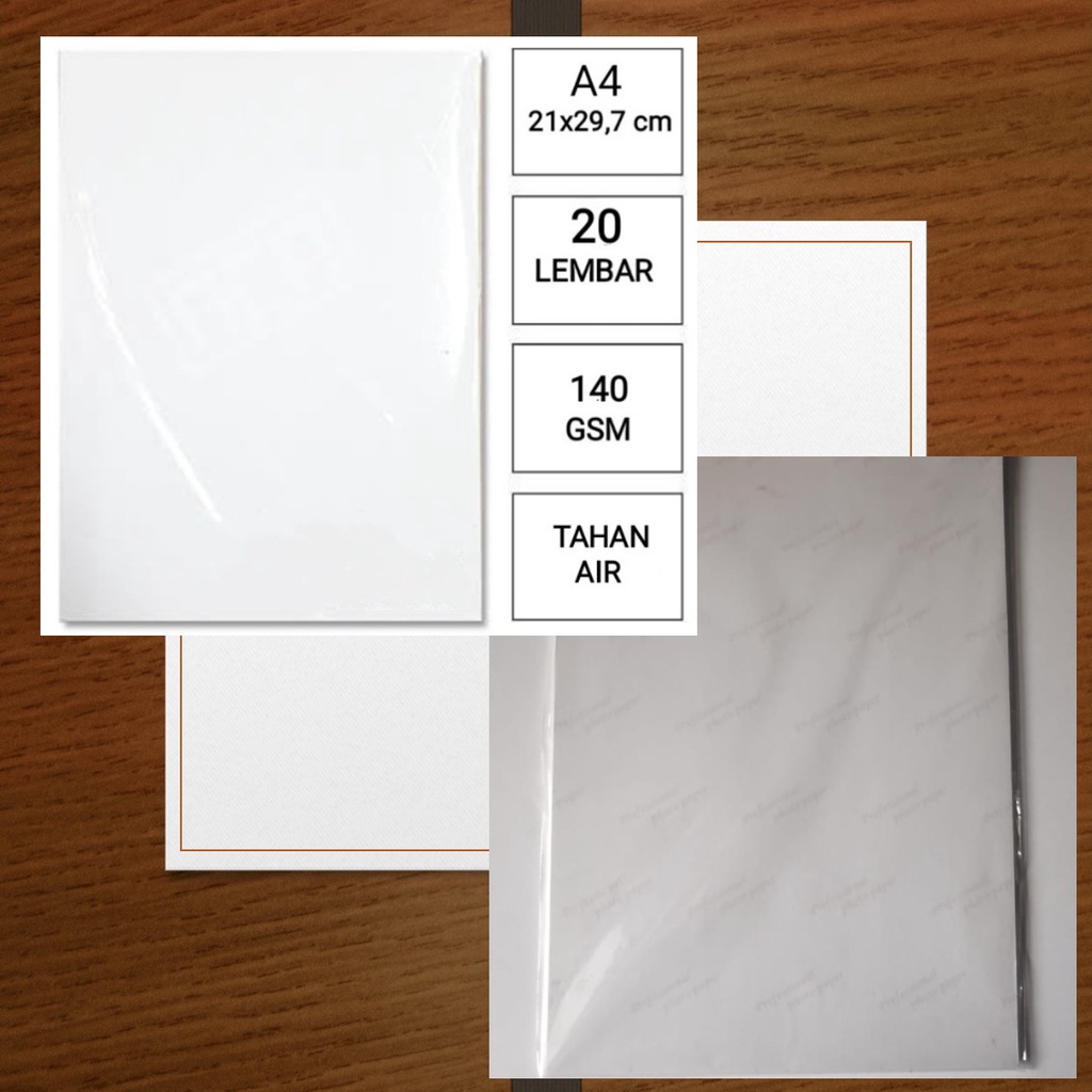 

Kertas Foto Glossy 140 GSM A4 isi 20 Lembar/ Photo Paper Glossy 140gram