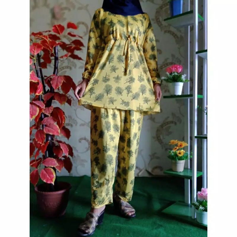 Setelan Wanita Hyget Super Setcel Busui Friendly Kekinian Terbaru Busana Muslim Baju Tidur Wanita