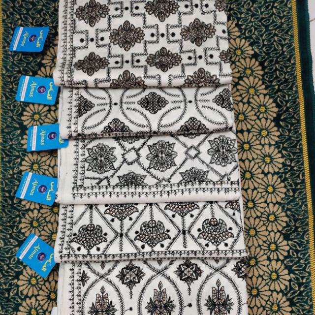 SORBAN Kashmiri Sulam dan printing motif original KUNING KUNYIT-Random